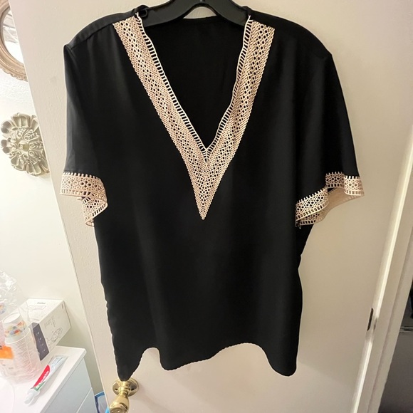 Other Tops - SHEIN Black Relaxed Blouse with Cream Accents